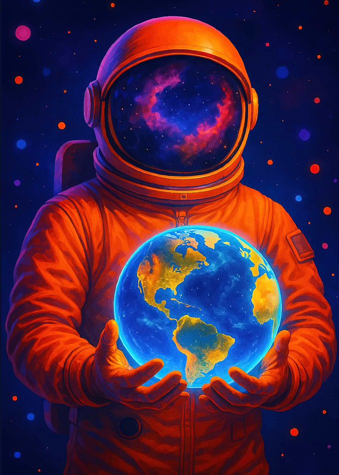 Astronaut Holding Earth Space