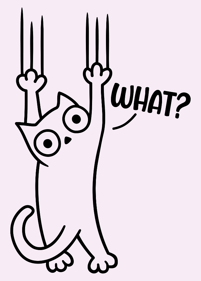 Cartoon Cat Hanging On With Claws