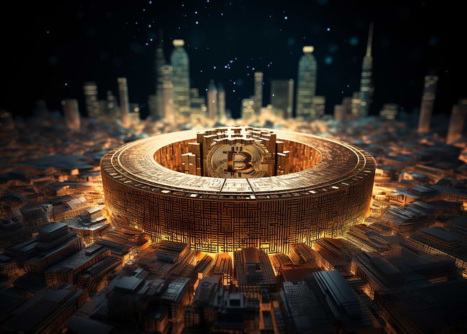 Abstract Bitcoin Cityscape