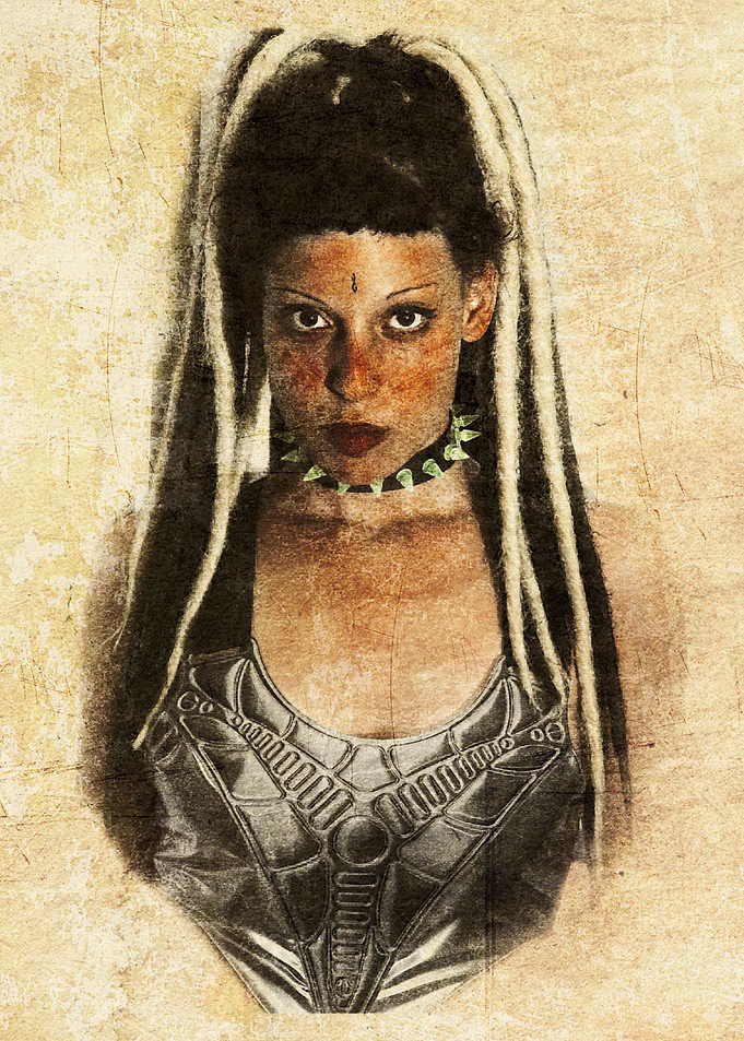 Xena Cyberpunk Girl Portrait with Spiked Collar