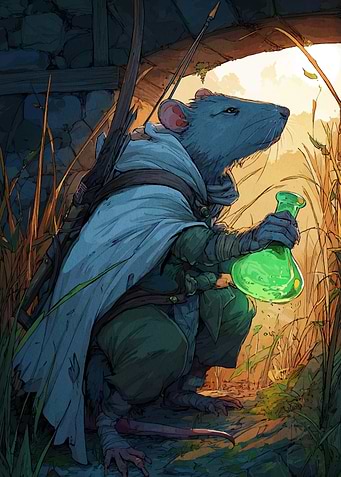 Anthropomorphic Rat Alchemist with Potion