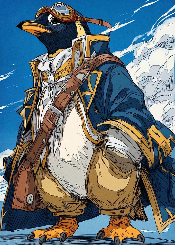 Penguin Aviator in Blue Coat