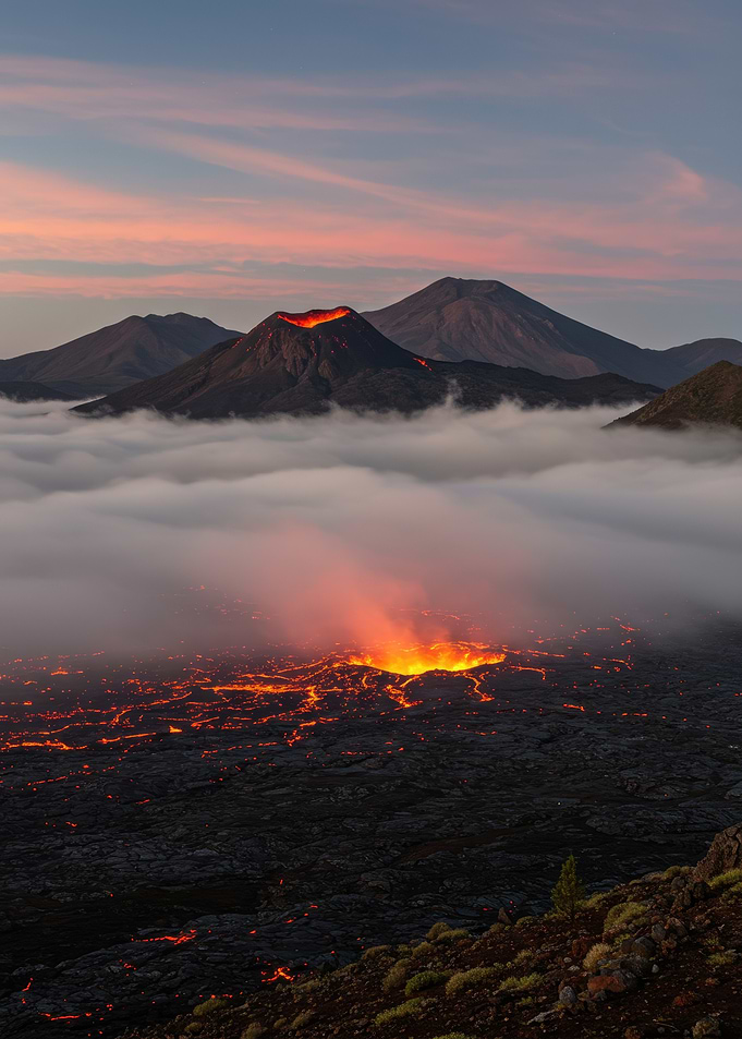 Volcanic Eruption at Sunset