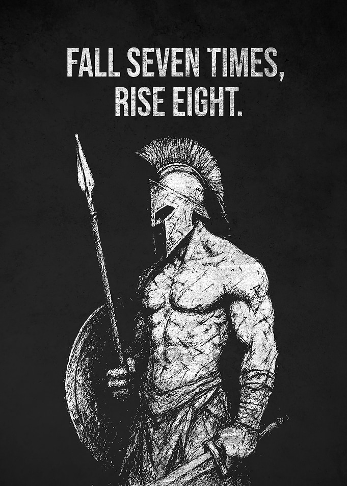 Spartan Warrior with Inspirational Rise Quote