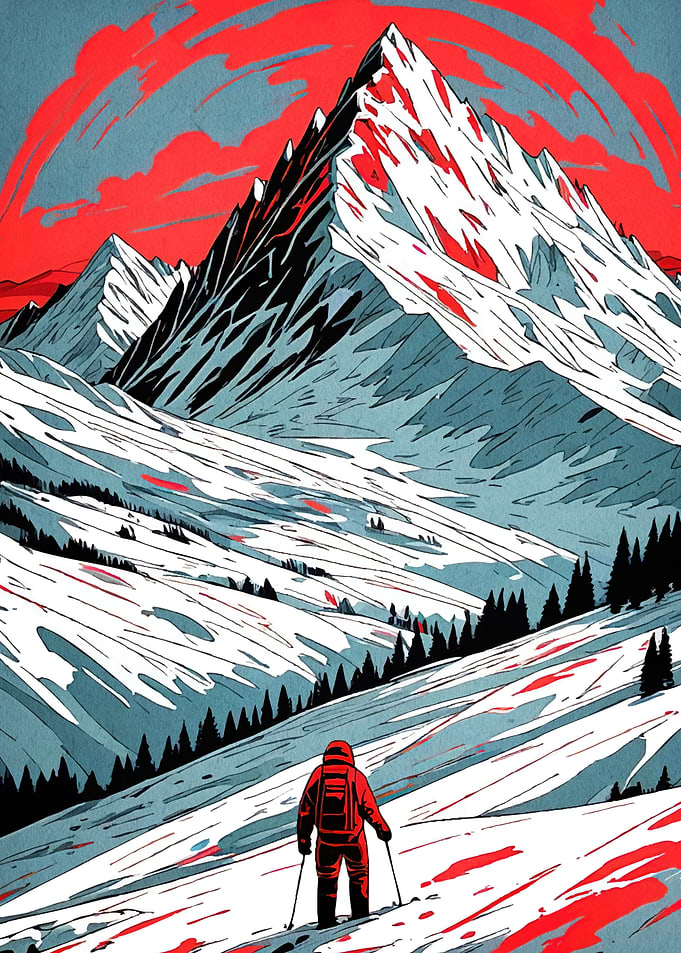 Skier Snowy Mountain Landscape