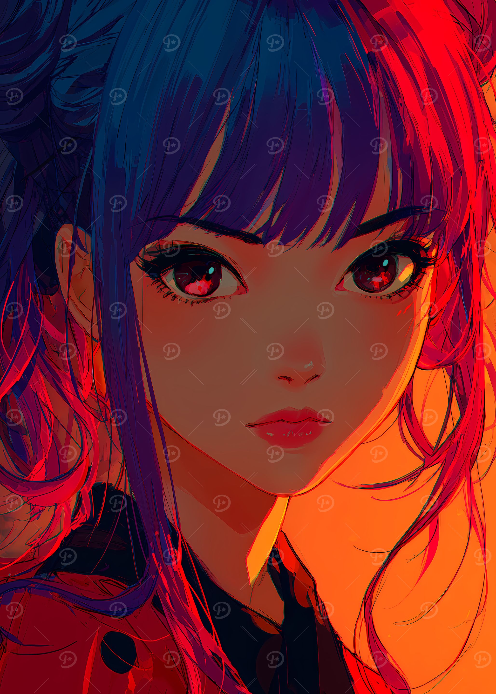 Anime Girl Portrait with Vibrant Colors