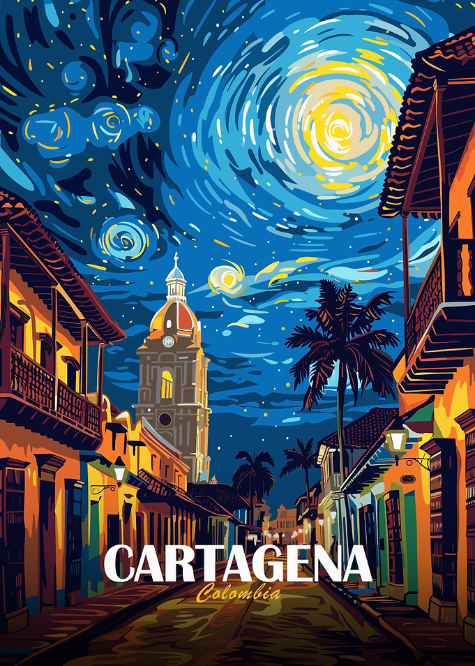 Cartagena Colombia Starry Night Cityscape