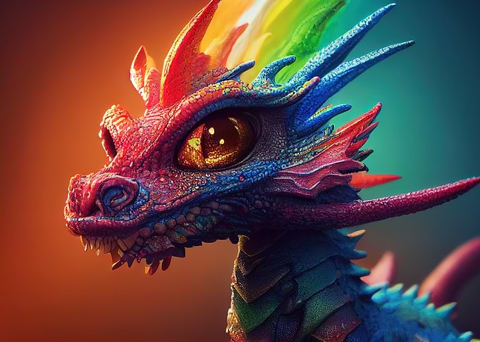 colorful dragon portrait