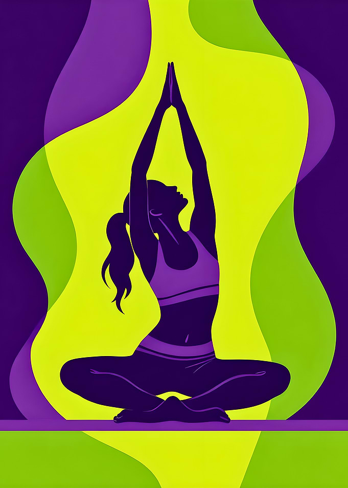 Yoga Pose Silhouette with Abstract Background