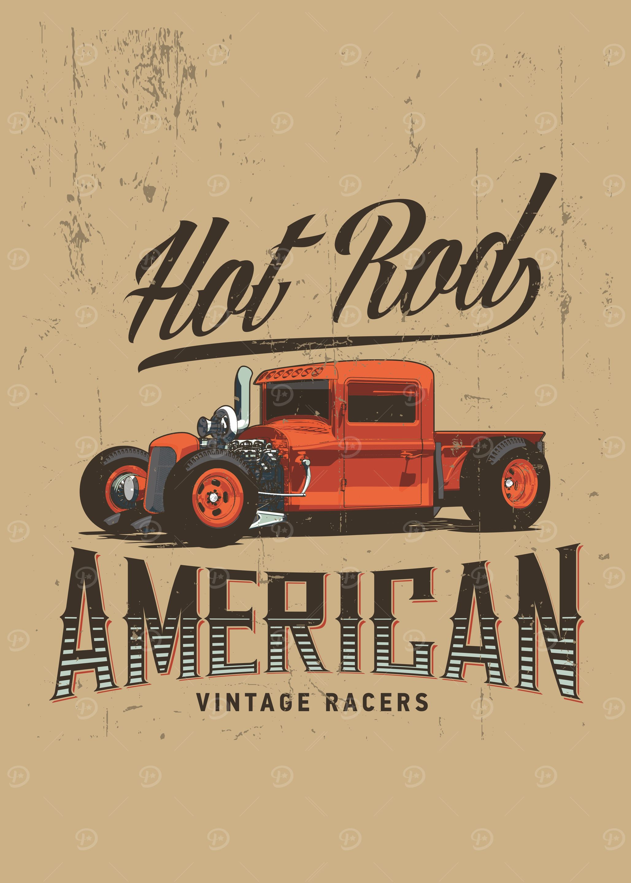 Vintage American Hot Rod Illustration