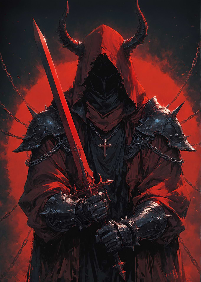 Horned Warrior with Red Sword