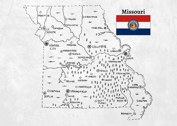 Hand Drawn Map of Missouri