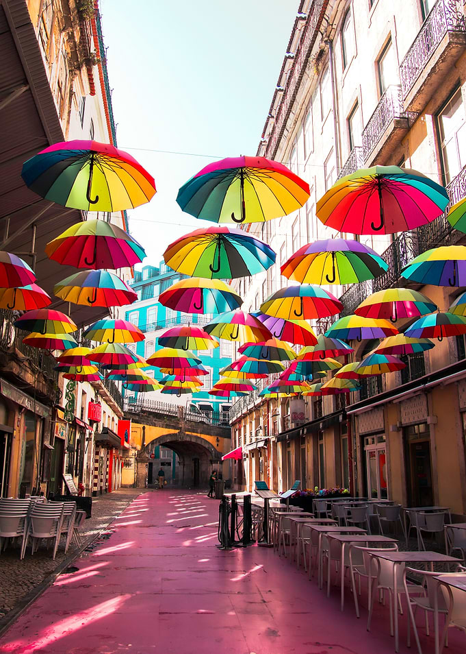 Colorful Umbrellas Street View