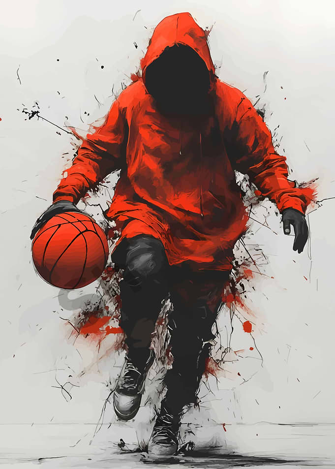 Basketball Player in Red Hoodie