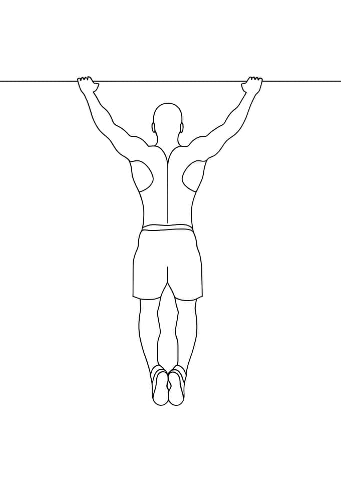 Man doing pull-ups Minimalist line art