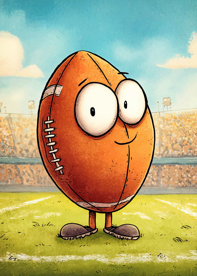 Cartoon Football Character on Field