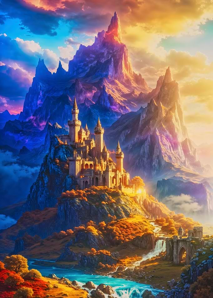 Sunlit Castle of the Mystic Peaks