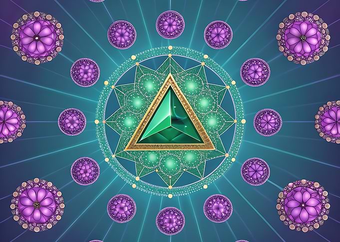 Emerald Triangle with Floral Orbs