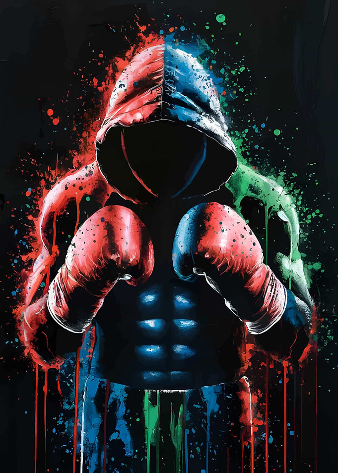 Abstract Boxer with Hood and Gloves