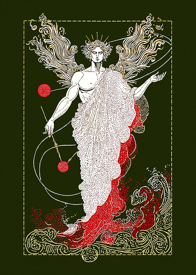 Art Nouveau Angel with Orbs
