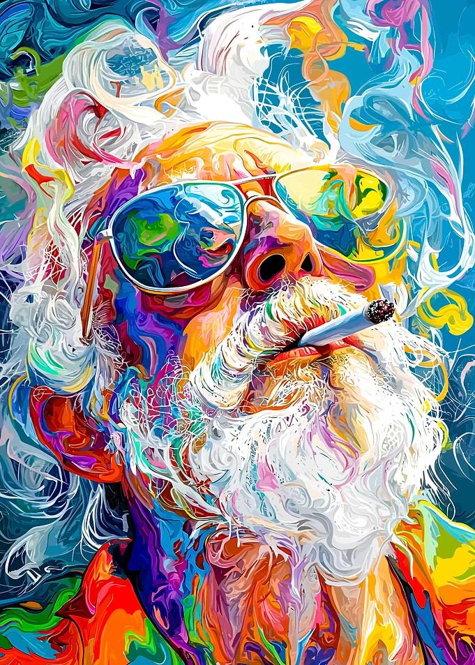 Colorful Portrait of a Smoking Man