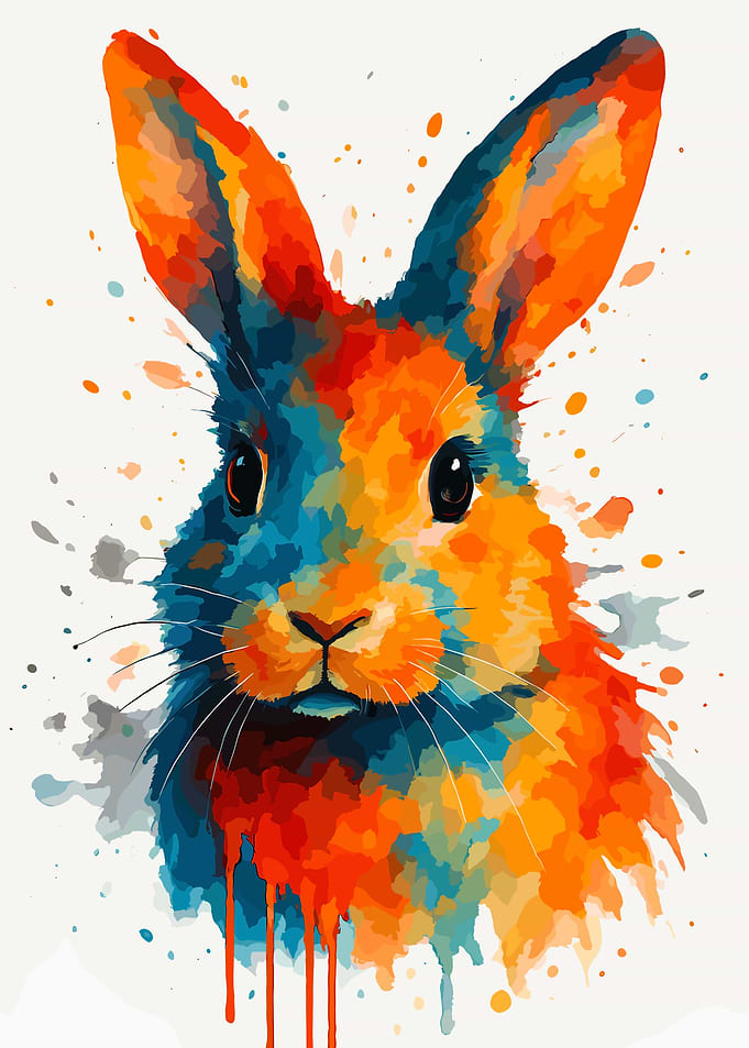 Colorful Watercolor Rabbit