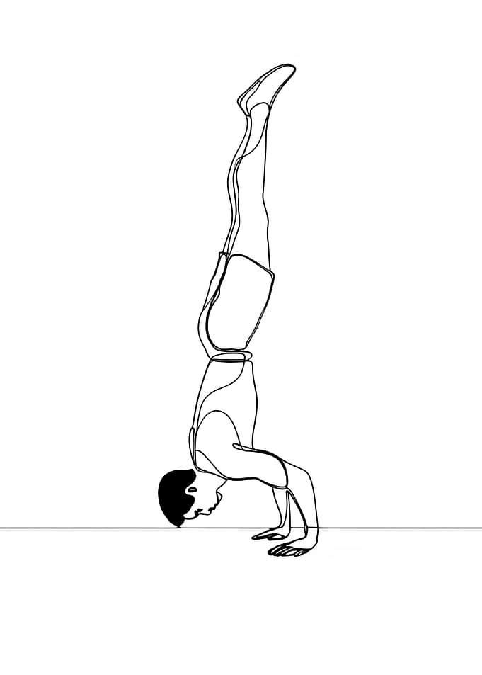 Man Doing Handstand Minimalist Line Art