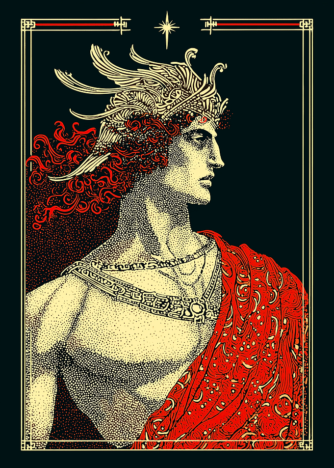 Winged Crowned Man Portrait