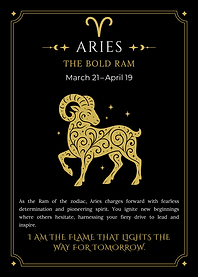 Aries Zodiac Art with Golden Ram Illustration