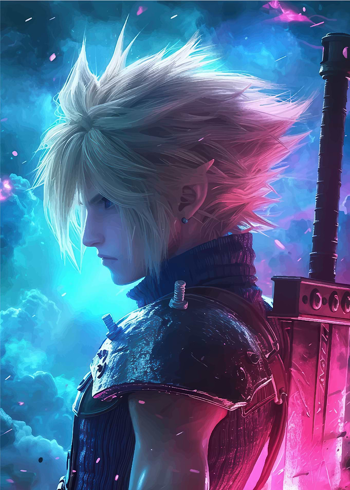 Cloud Strife Portrait with Buster Sword