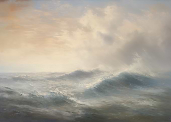 Ocean Waves Cloudy Sky