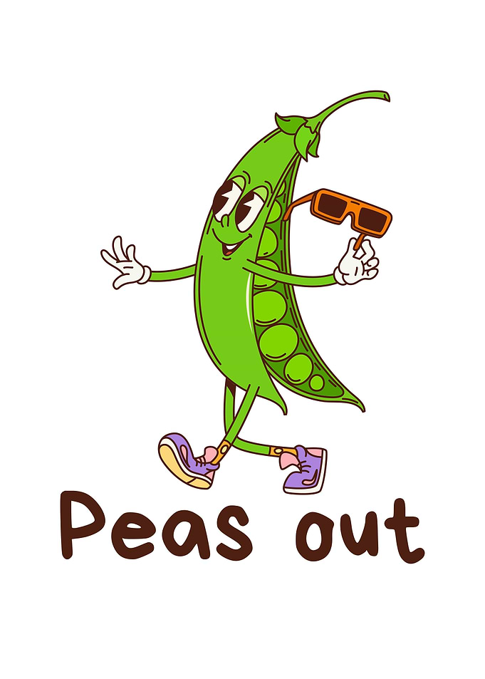 Cartoon Pea Pod with Sunglasses