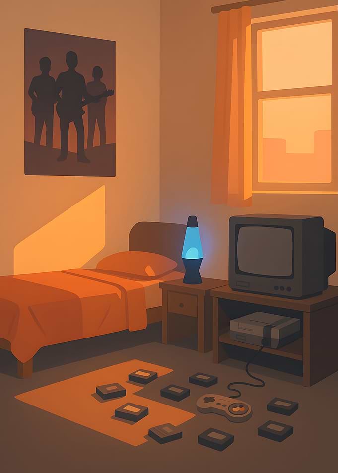 Retro Gaming Room Illustration