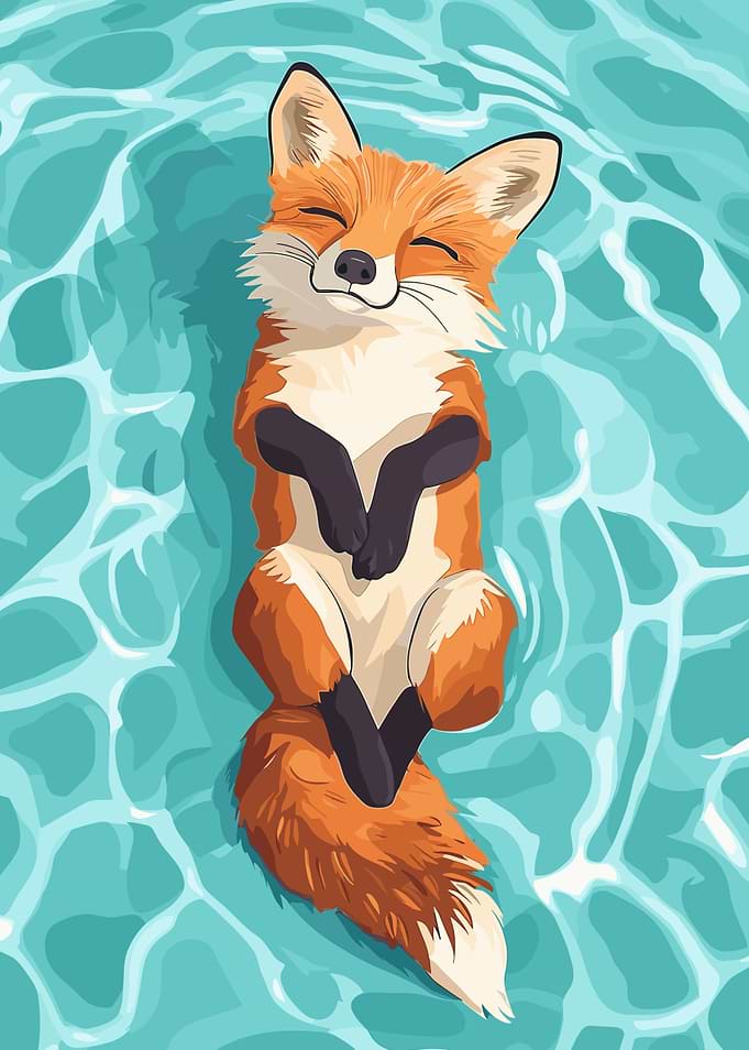 Fox Floating Peacefully in Water