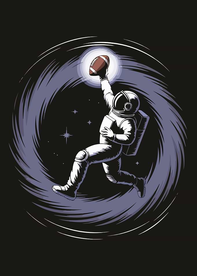 Astronaut Football Catch in Space