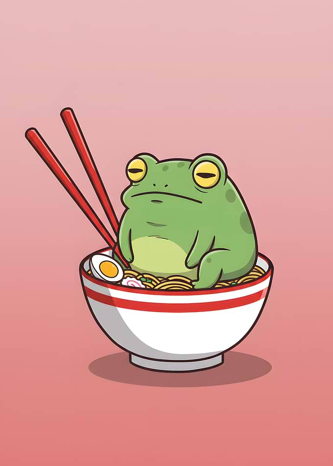 Frog in Ramen Bowl