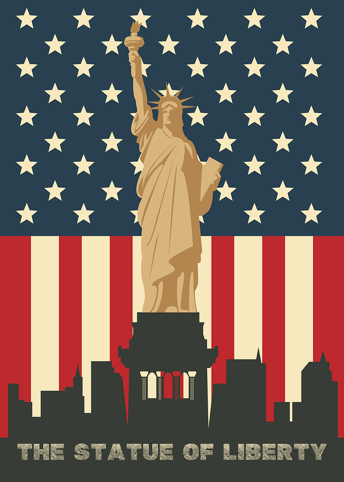 Statue of Liberty American Flag Art