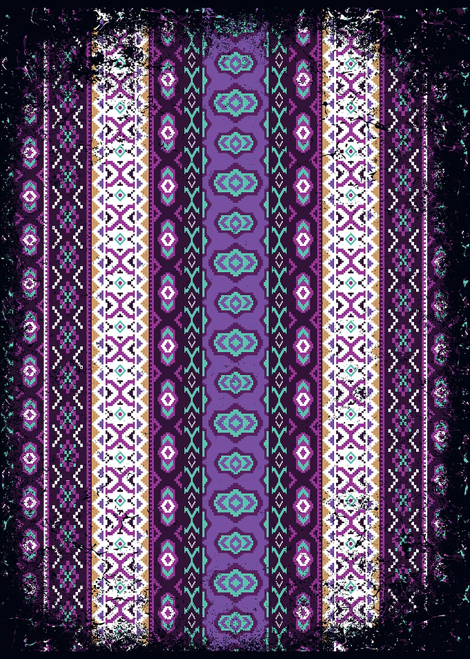 Mandalika Lombok Batik Ethnic Pattern with Purple and Teal