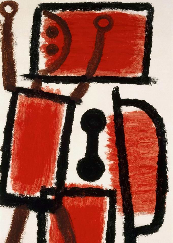 Abstract Geometric Painting with Red and Black, paul klee art