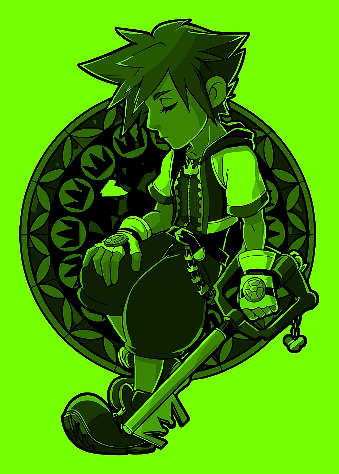 Kingdom Hearts Sora Green Illustration