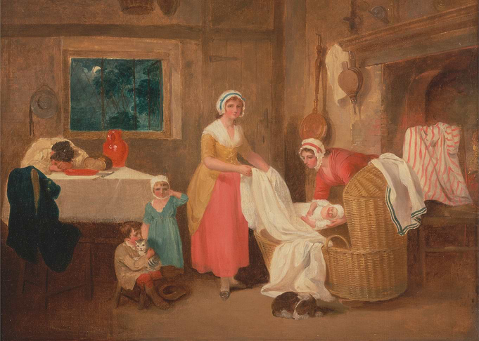 Domestic Scene with Family and Baby