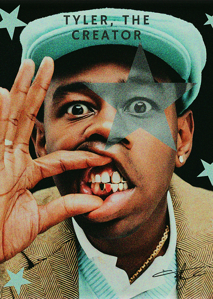 Tyler, the Creator Portrait with Star Overlay