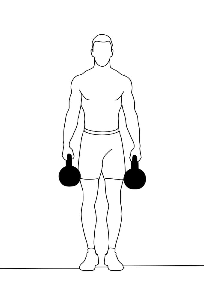 Man lifting kettlebells Minimalist line art
