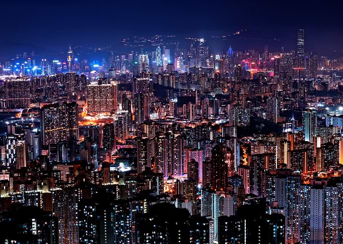 hong kong skyline at night