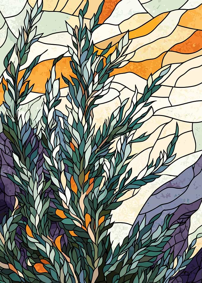 Stained Glass Style Nature Illustration