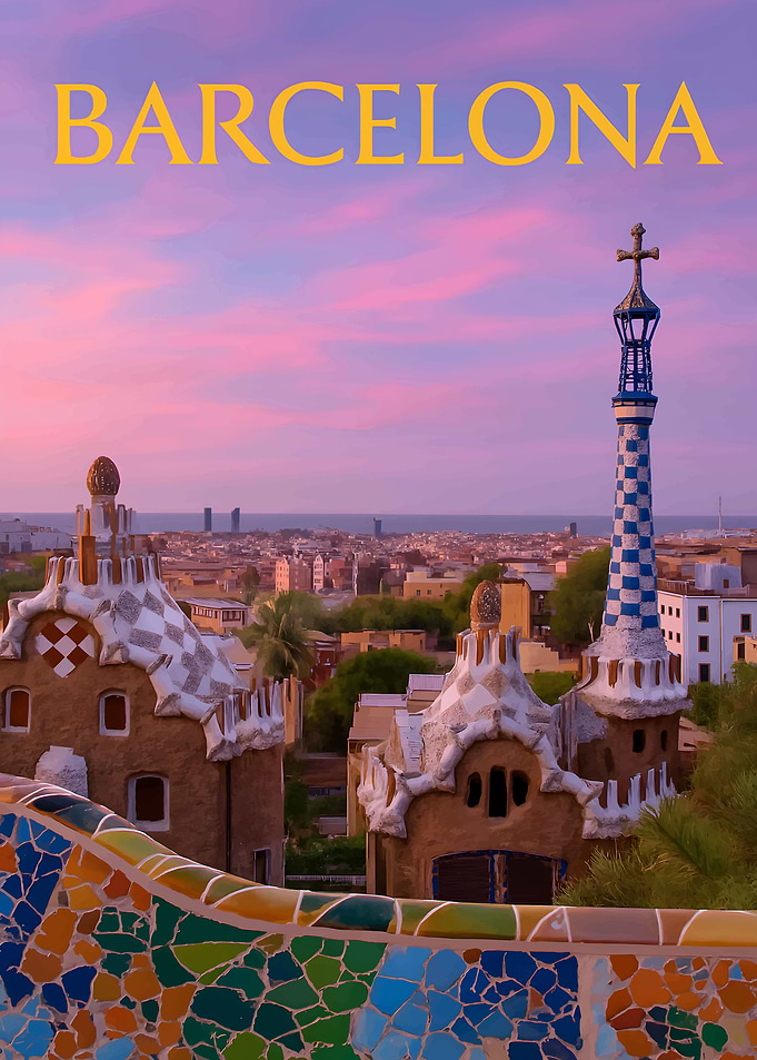 Barcelona Park Güell at Sunset