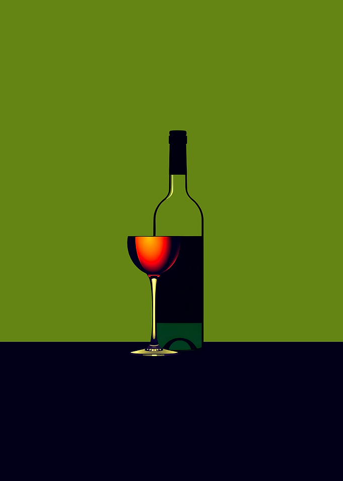 Wine Bottle and Glass Still Life