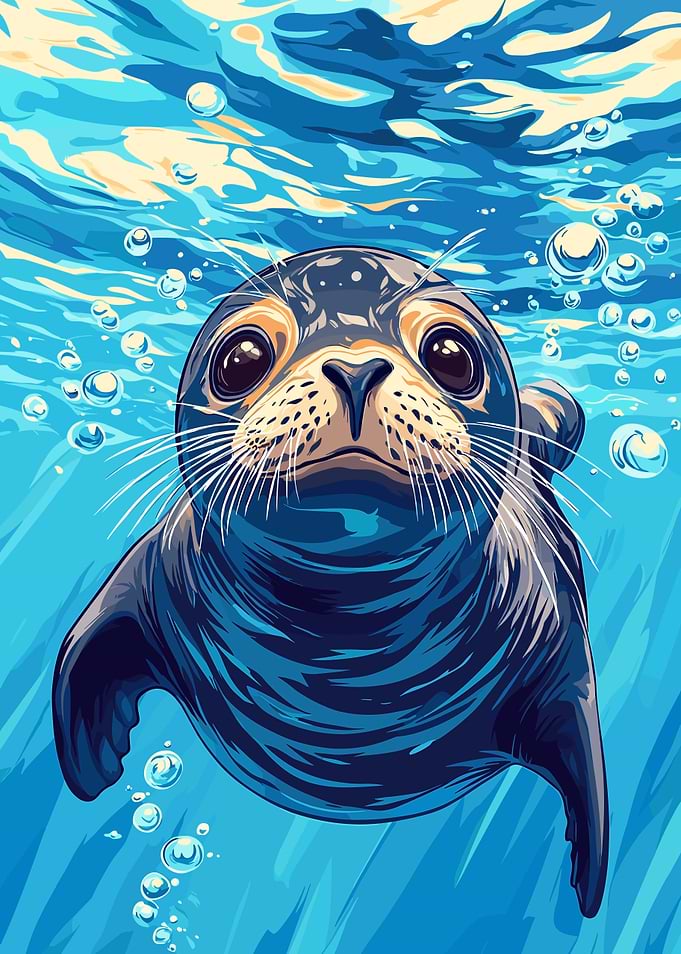 Seal underwater illustration