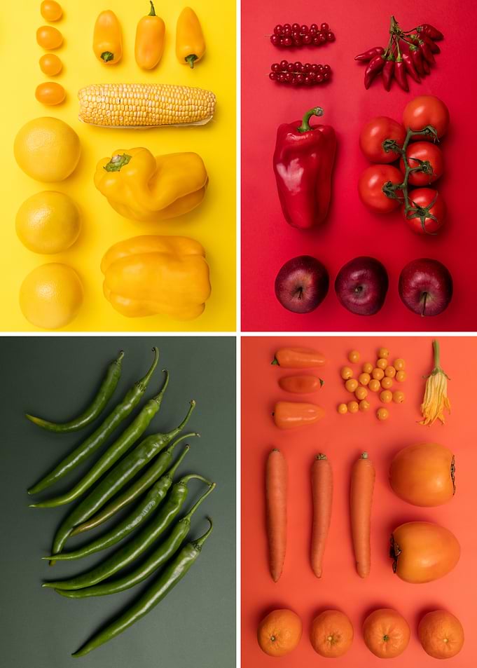 Colorful Food Collage: Fruits and Vegetables