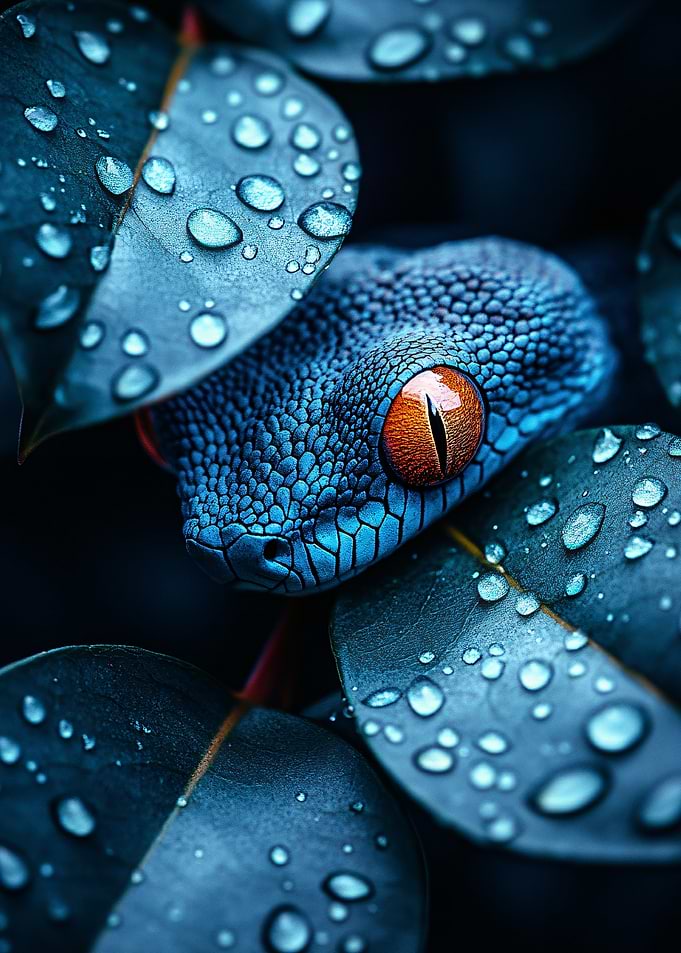 Blue Snake with Orange Eyes